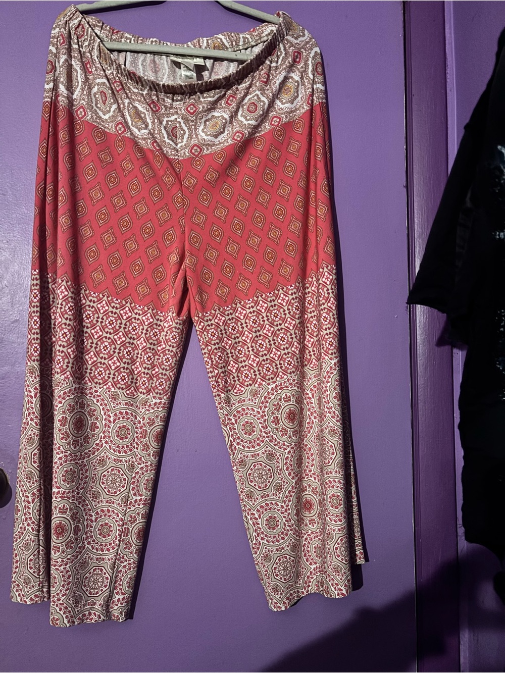 Chico's Coral and Cream Printed Wide-Leg Pants